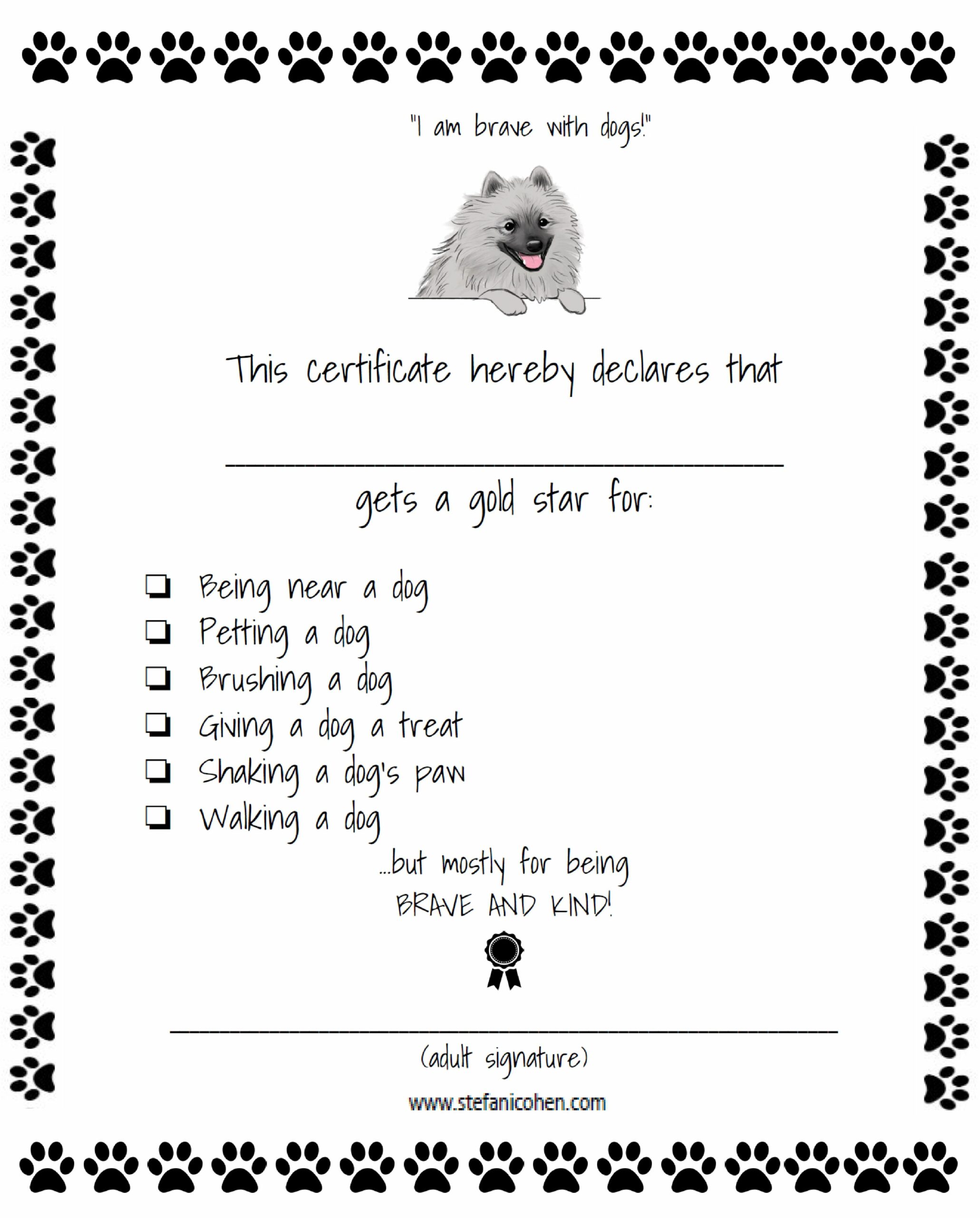Brave with Dogs Certificate