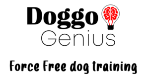 Company logo for the author's training school, Doggo Genius Force Free Dog Training