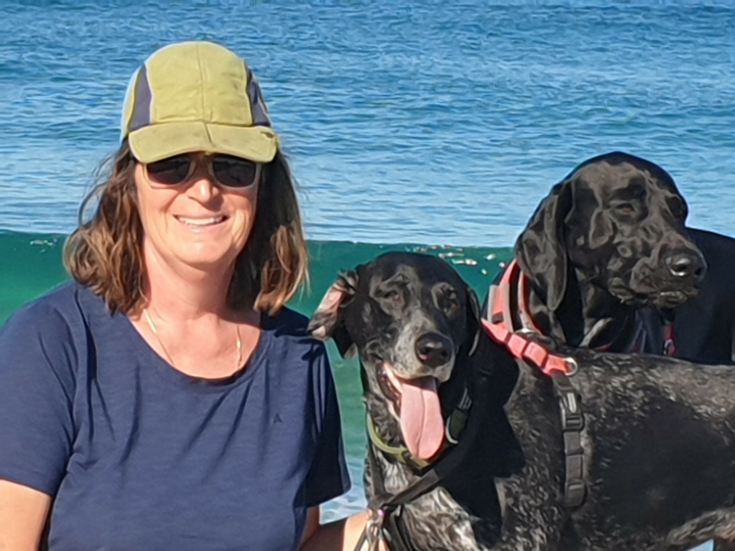 Barbara Hodel with two dogs