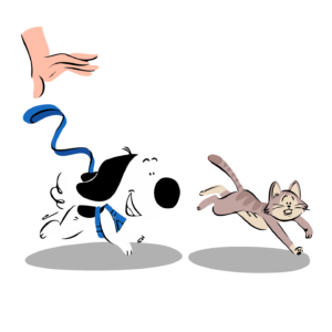 Cartoon of dog chasing cat