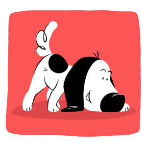 Cartoon of a dog sniffing the ground