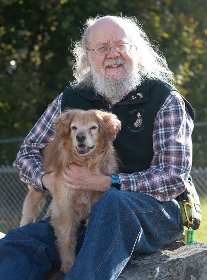 The author Don Hanson and his dog Muppy