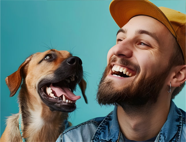 Cheerful Young Animal Trainer Devotedly Working with Furry Frien